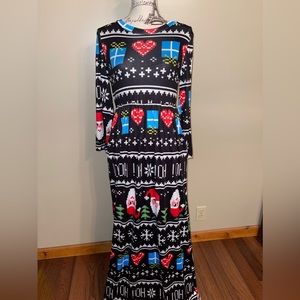 Christmas Print Hohoho Maxi Dress with Pockets